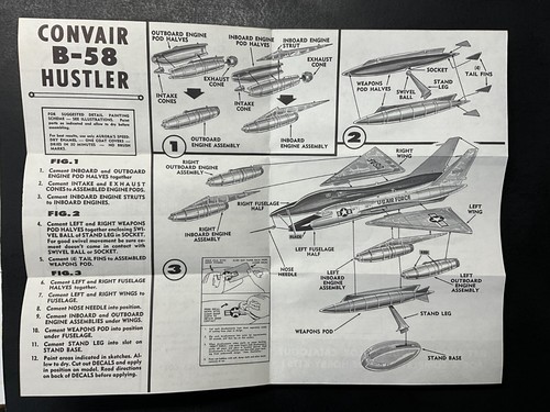 Aurora 1:175 Convair B58 Hustler Vintage Model Airplane Kit No. 297-39, Complete - Picture 5 of 5