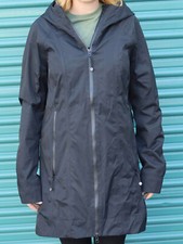 Lululemon Atheletica Black Long Jacket Parka W/ Hood Nylon & Polyester Size 12