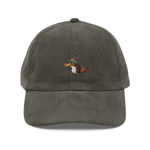 Relaxed Platypus Embroidered Vintage Corduroy Cap | Unique Animal Hat - Picture 5 of 6