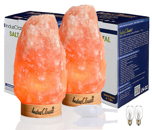 IndusClassic Natural Himalayan Crystal Salt Lamp Air Purifier 4~7 lbs Set Of 2 - Picture 1 of 8