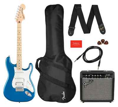 Super Einsteiger E-Gitarre von Fender Squier in Blau im Set mit viel Zubehör