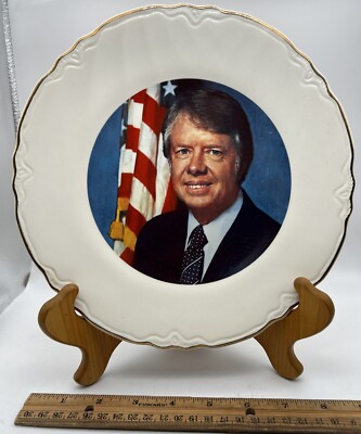 Vintage Collector Plate Jimmy Carter 9.25  + Autographed Holiday Card Rare!!!!