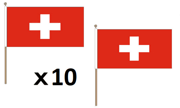 Drapeau de la Suisse 30 x 45 cm sur pique en bois pour décoration de table