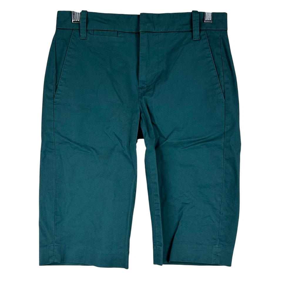 Bermudas de algodón elástico con bolsillo para monedas verde azulado Vince para mujer talla 16 nuevas con etiquetas
