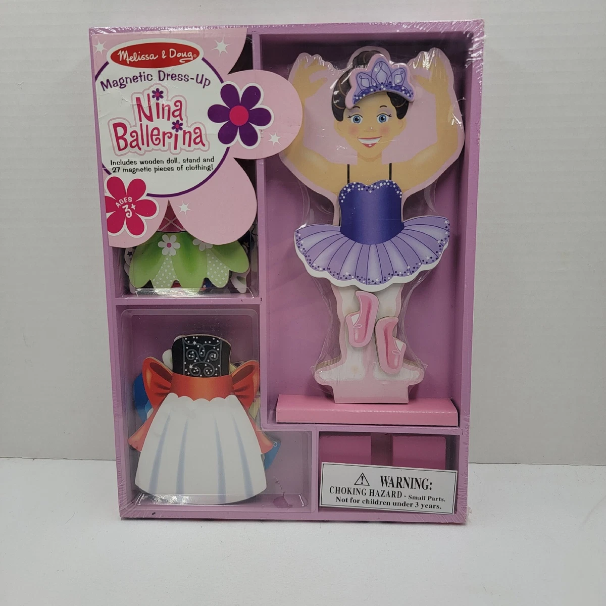 Melissa and Doug Nina Ballerina Magnetic Wooden Dress Up Doll Toy 6 Outfits
