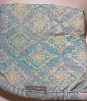 Blankets & Beyond Blue Gray Yellow Damask Plush Baby Blanket  Lovey 30  X 30  A