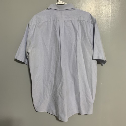 LL Bean Shirt Mens 17 Blue Button Up Short Sleeve Collared Cotton - Picture 3 of 9