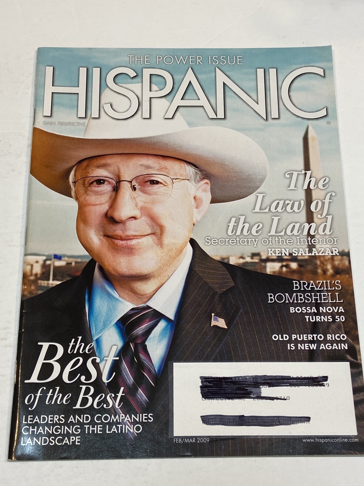 Hispanic Magazine Feb March 2009 Bossa Nova Brazil Puerto Rica Ken Salazar Power