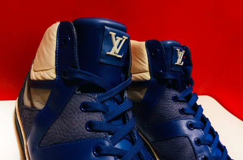 $1189.00 !! LOUIS VUITTON MEN LUXURY BLUE SHOES SNEAKERS MARK UK SIZE 6 ( READ )