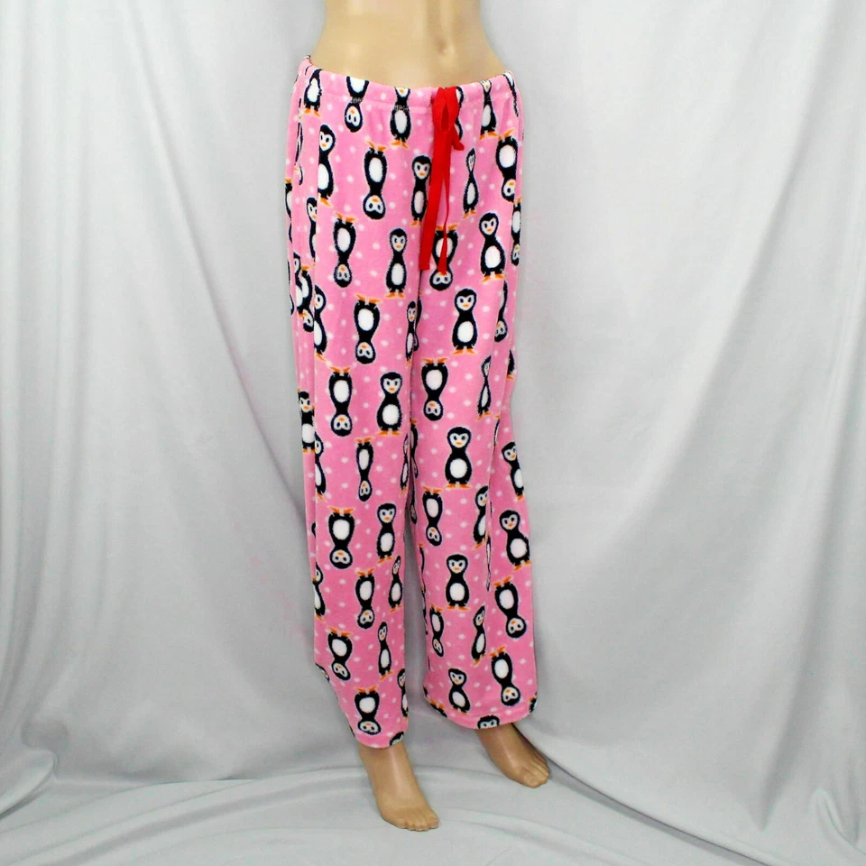 Pijama de vellón rosa Paul Frank Penguins ropa de dormir de salón pantalones grandes Foto 3 de 4