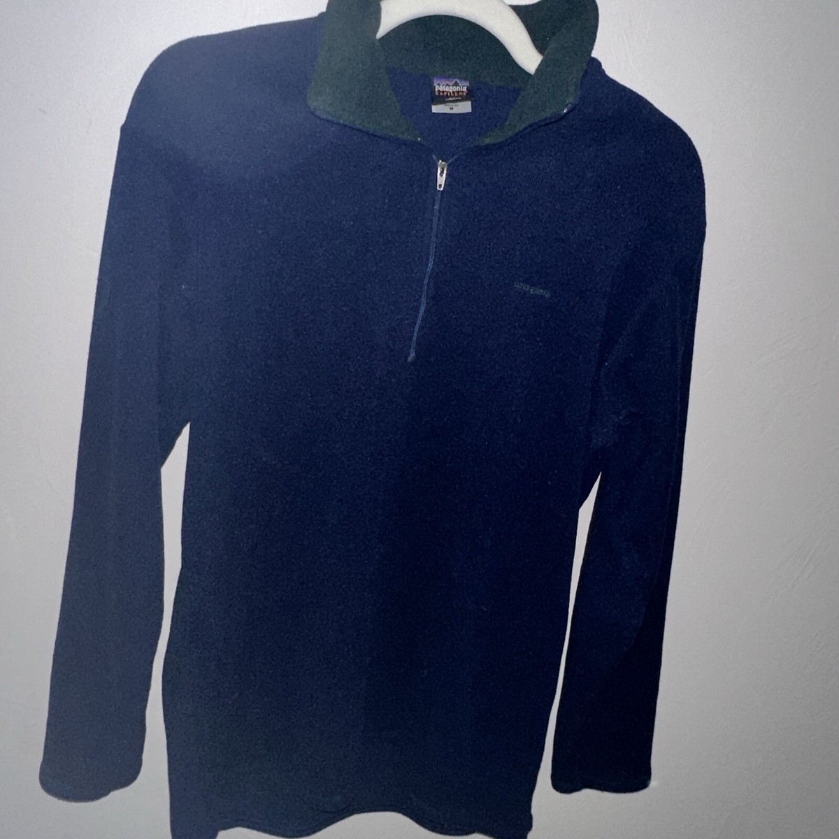 Vintage PATAGONIA 00s Capilene 1/4 Zip Blue Fleece Pullover Size 