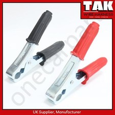 Crocodile Alligator Clips Clamps 2 X 143mm Car Battery, Insulated, Red & Black