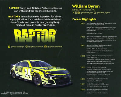 2024 WILLIAM BYRON “RAPTOR HENDRICK MOTORSPORTS