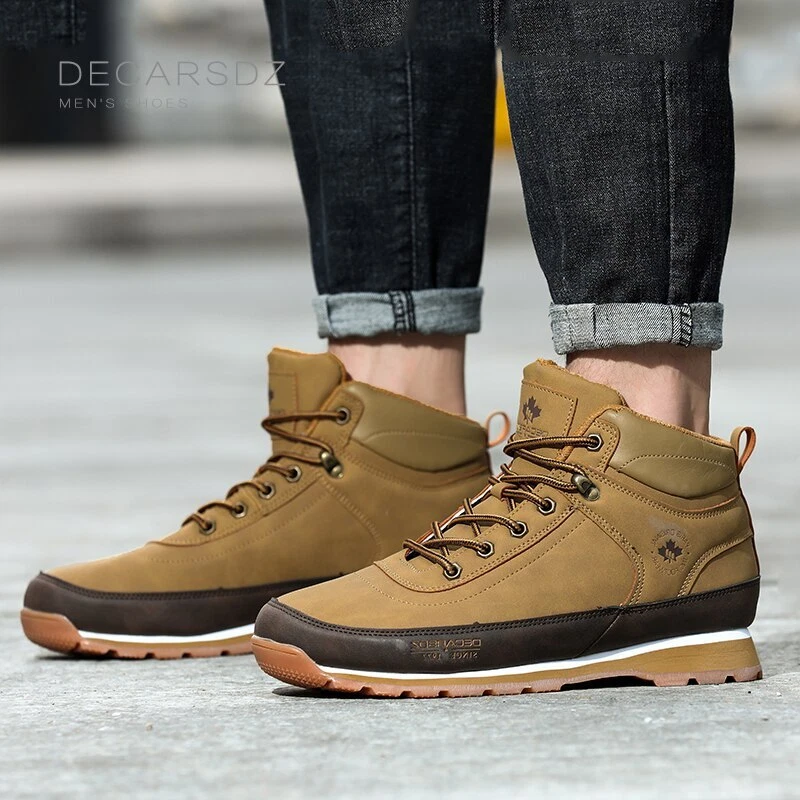 Botas De Trabajo Cómodas Para Hombres Zapatos Cuero Moda Invierno | eBay