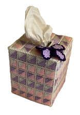 Plastic Canvas Cube Tissue Box Cover -Pink, white  lavender