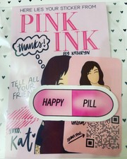 Pink Happy Pill Sticker, Funny Sticker, Laptop Sticker, Water Bottle Sticker