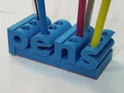 Pen / Pencil Stationery Holder Desk Tidy BLUE (3D Printed) with felt base