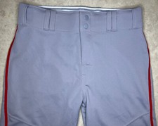 New ✅ Alleson Athletics Baseball Pants ✅ Gray With Red Piping ✅ Size Youth Large