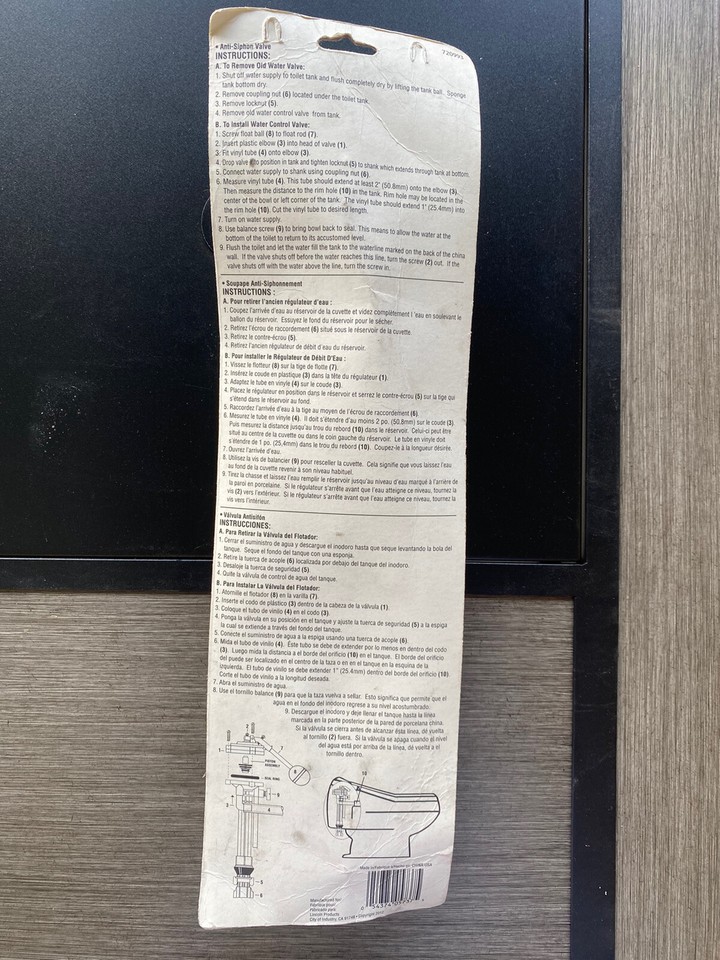 Lincoln Product 100993 Toilet Ballcock Kohler Rialto 720993 Free Ship