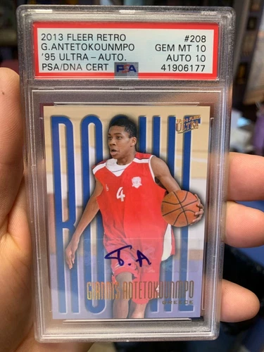 ~POP 1 PSA 10 AUTO 10 RETRO FLEER ULTRA RARITY ROOKIE 2013 GIANNIS ANTETOKOUNMPO