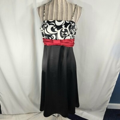 Madison Leigh Black White Red Spaghetti Strap Formal Prom Midi Dress Size 6  | eBay
