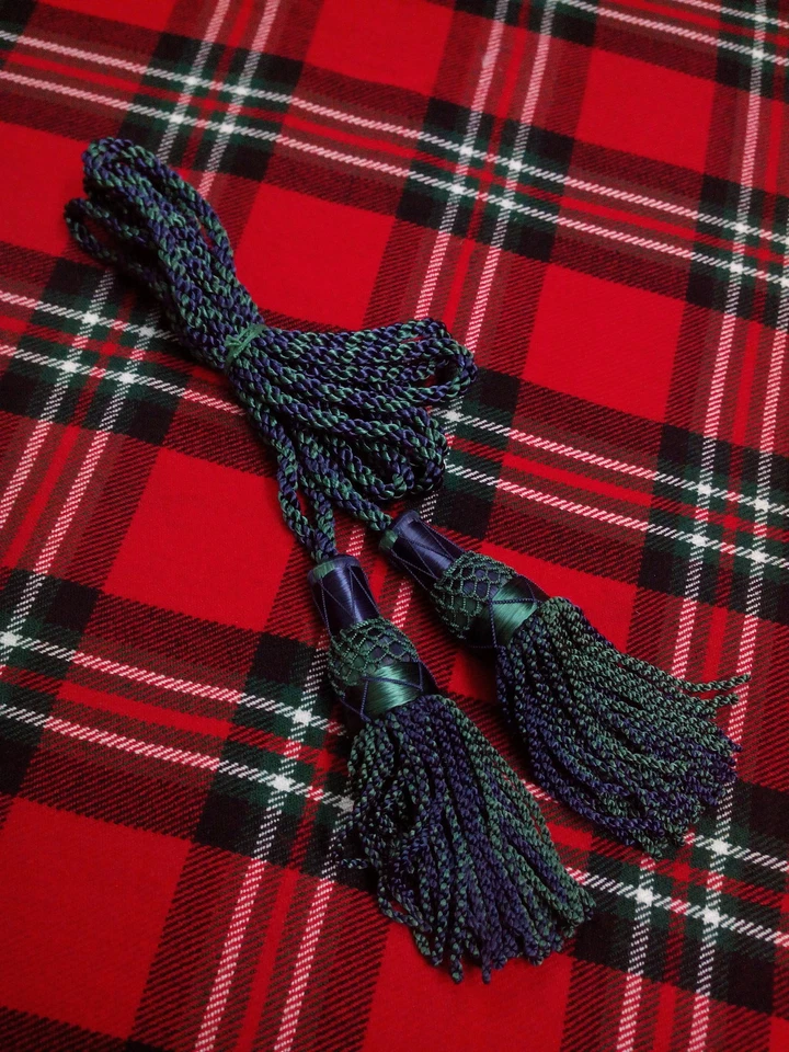 TARTAN CITY Bagpipe Drone Cord Silk Black Watch Tartan Color/Highland Bagpipe Cord Tri Color