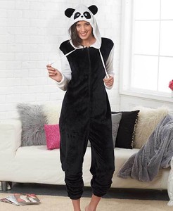 Super Soft Panda Cozy Coveralls Blanket Sleeper One Piece Pajamas Women L 14 16 Ebay
