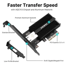 FENVi 10Gb RJ45 PCI Express LAN Card Network Adapter AQC113 Ethernet Controller