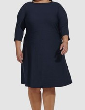 Tommy Hilfiger Women's Blue 3/4-Sleeve Textured Knit Dress Plus Size 20W