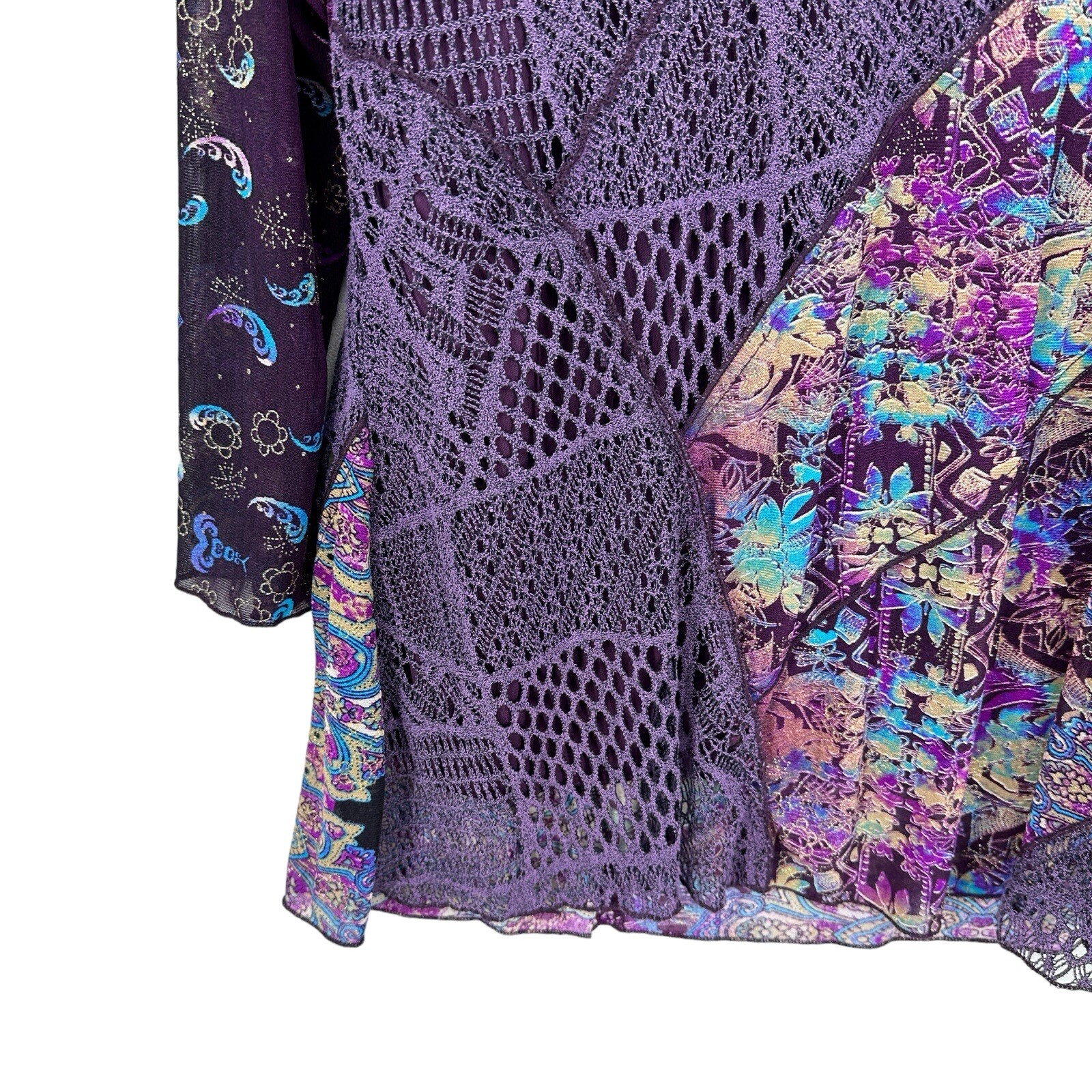 CALESSA Top Womens Medium Blouse Purple, Sheer Sl… - image 4