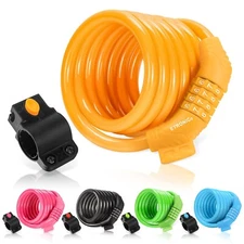 ETRONIC 6 ft. Bike Lock Cable - Resettable Combo, Anti-Theft Security (Yellow)