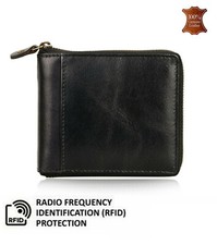 Mens Leather Wallet RFID Blocking Credit ID Card Holder With Zip Closure UKStock