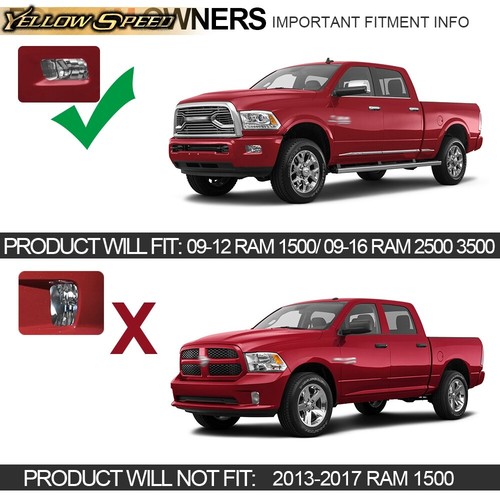 Fit For 2009-2012 Dodge Ram 1500 10-18 2500 3500 Bumper Fog Lights Lamps W/Bulbs - Picture 6 of 12