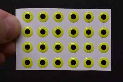 24 FLUORESCENT LIME 3D Soft Molded 3/16''  5mm  Eyes Fly Tying Lures