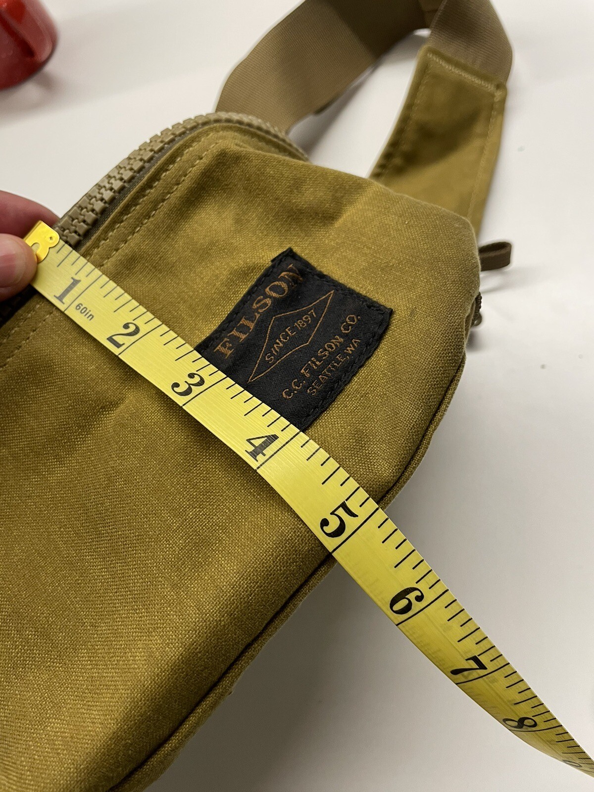 Filson Fly Fishing Tin Cloth Pack Bag Waist Strap Dark Tan eBay