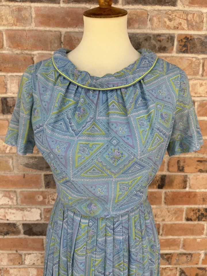 Винтажный 50-х синий декольте Betty Hartford платье - Изображение 4 из 4