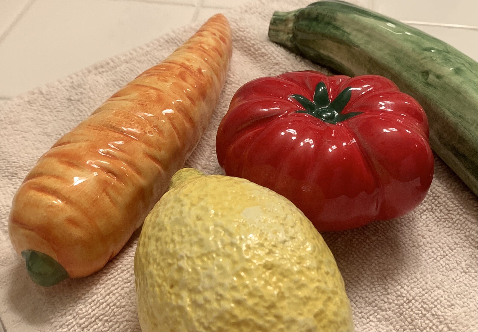 Vintage Ceramic Vegetables Realistic Handpainted Cucumber, Tomato, Lemon, Carrot eBay