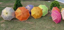 Indian Umbrella lot of 5 Decorative Hand Embroidered Parasol Vintage Sun Shade