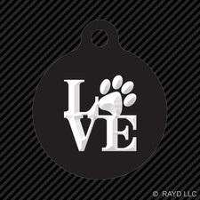 Love Paw Print with Heart Keychain Round with Tab dog engraved many colors