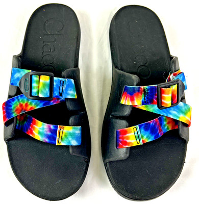 Chaco Chillos Slide K 6 Youth Big Girl Sandal  Lightweight Rainbow Tie Dye
