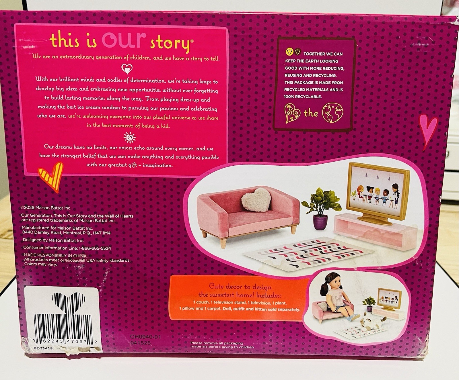 Our Generation Lovely Living Room Furniture Accessory Set for 18" Dolls