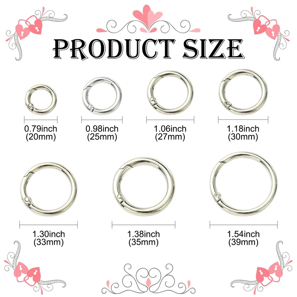 28pcs Spring Gate Rings Alloy Clasps O Key Ring Circle Trigger Carabiner Clasps - Image 2 of 4