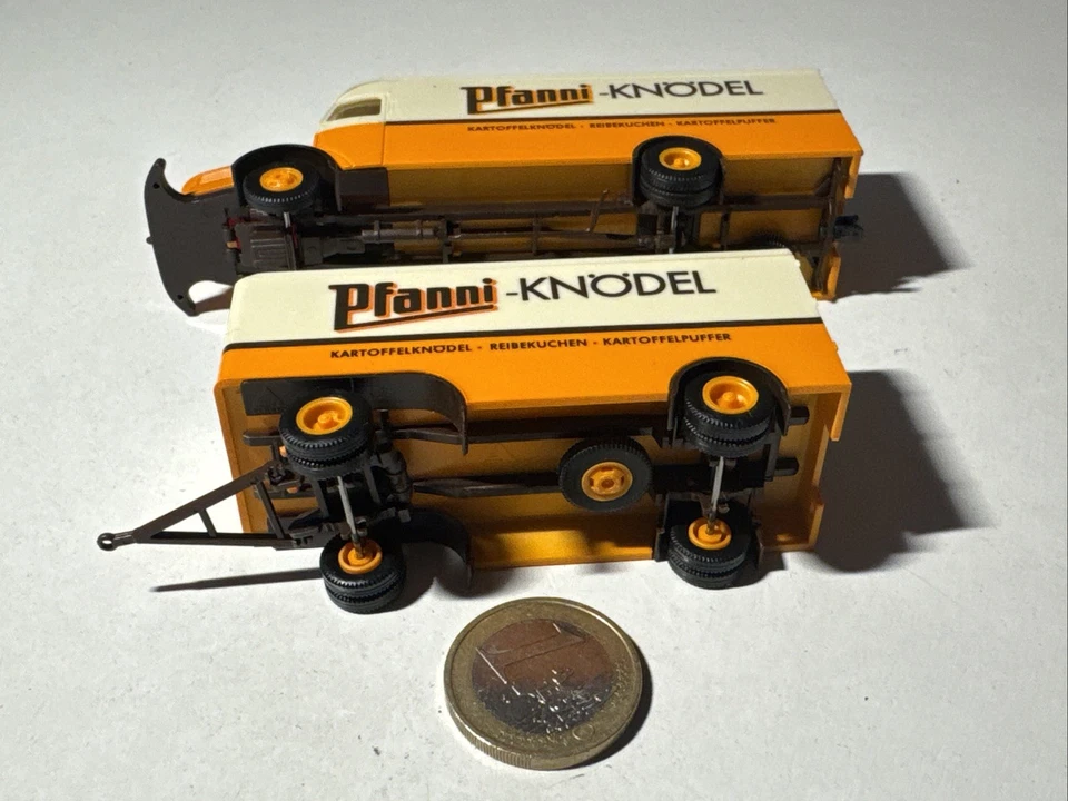 M835 Albedo/Herpa Kofferlastzug Krupp Titan Lkw Pfanni Knödel Lastzug HZ 1:87 H0 - Bild 4 von 4