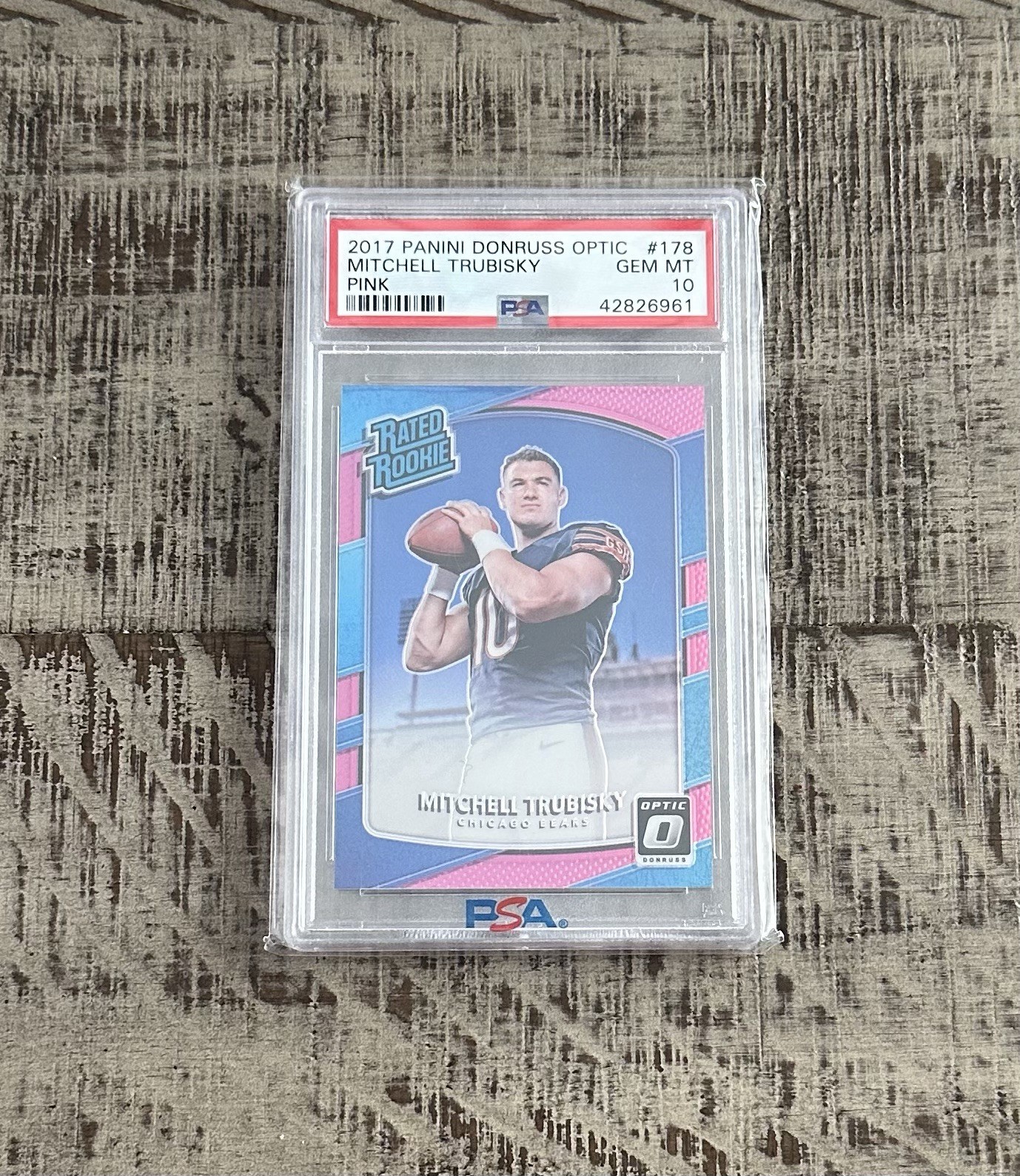 2017 Donruss Optic Rated Rookie Pink Mitchell Trubisky PSA 10 GEM MINT RC SP