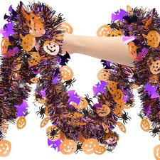 Halloween Decorations Tinsel Garland Outdoor, 33 33 ft x 3.5in, Multi Color