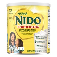 NIDO Fortificada Dry Whole Milk Powder with Vitamins A, C, D Iron Calcium 12oz
