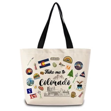 Take Me To Colorado Tote Bag Reusable Grocery Bags Aesthetic Shopping Shoulde...