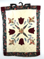 Handmade Floral Applique Pillow Shams Oversized Cotton Zipper Back Vintage Style