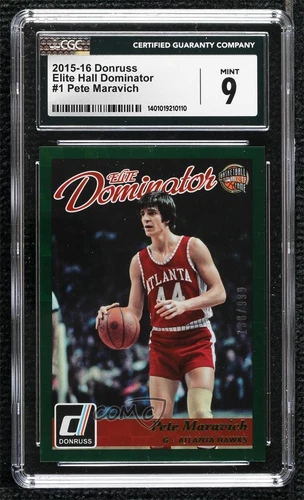2015-16 Panini Donruss Elite Dominator Hall /999 Pete Maravich #1 CGC 9 Mint HOF