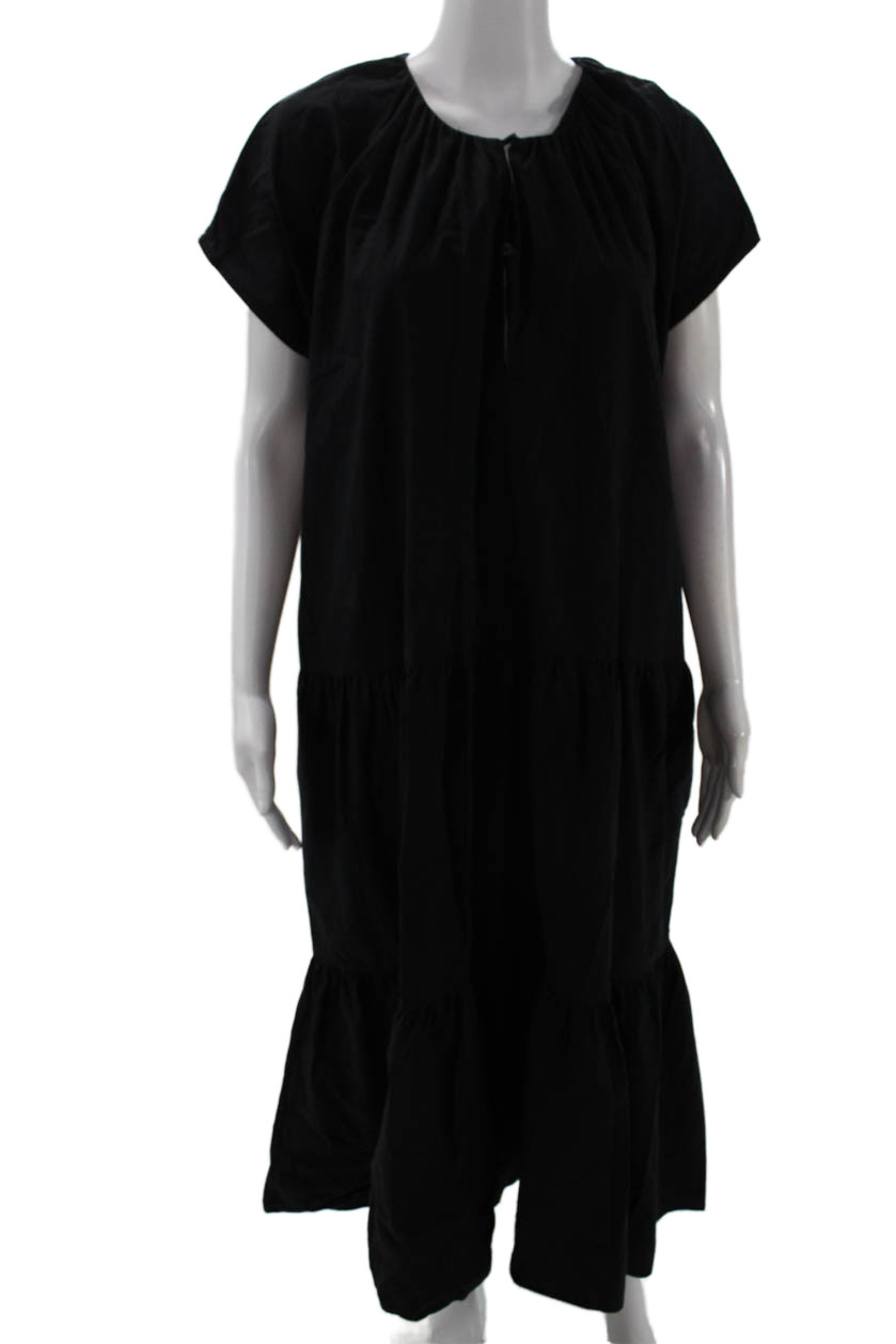 COS Womens Kaftan Maxi Dress Black Cotton Short Sleeve Size 10Free Shipping in US $100+ Orders | $6.95 Orders Below
